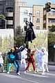 harry styles zip lines over la street for late late show segment 25