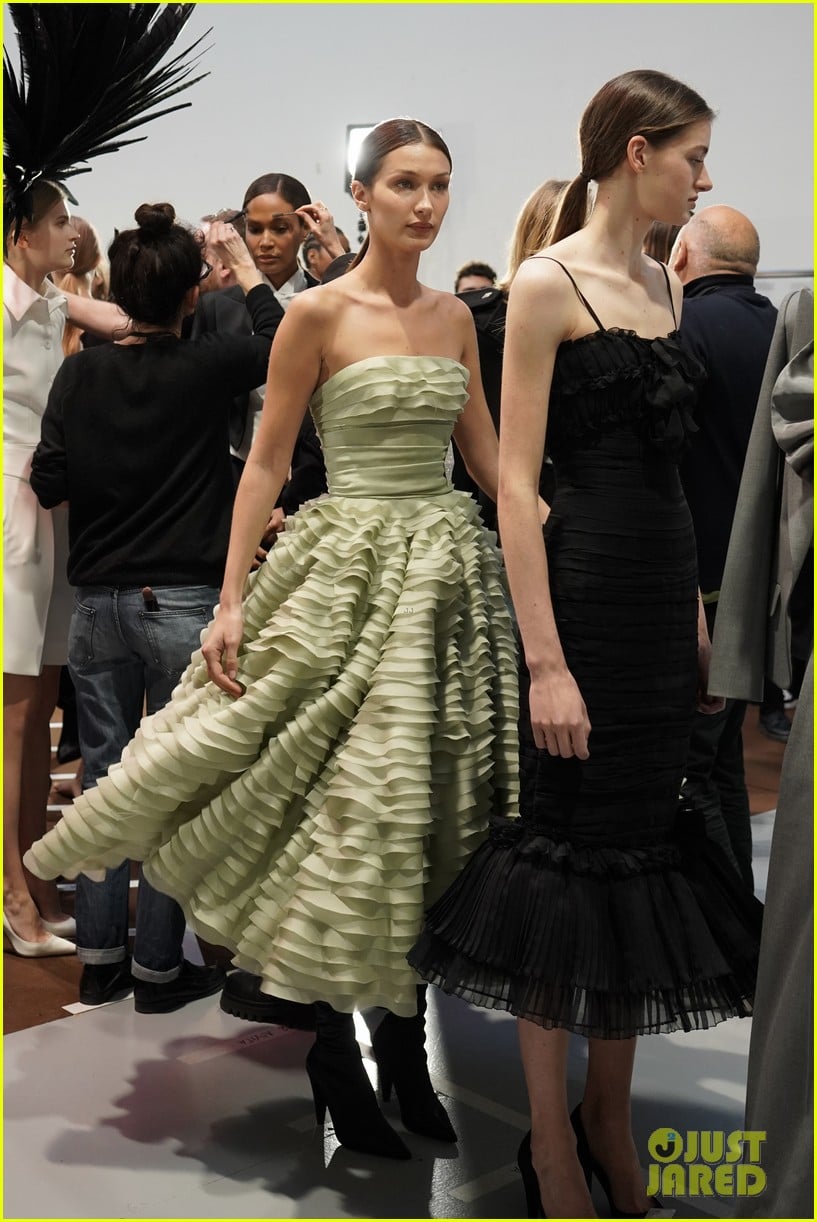 bella hadid green dress joan smalls tux pfw vauthier 12