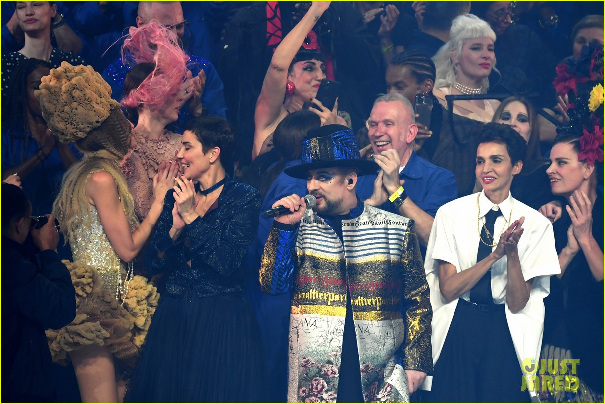 Full Sized Photo of irina shayk hadid sisters walk jean paul gaultier