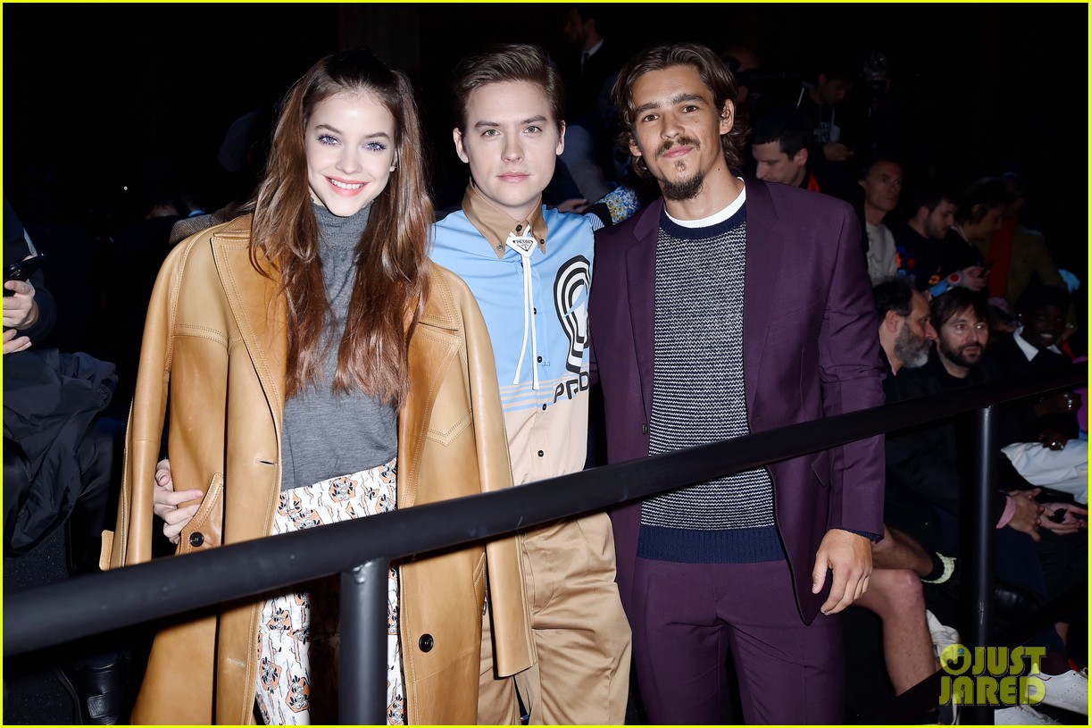 brenton thwaites joins barbara palvin dylan sprouse at prada show in milan 01