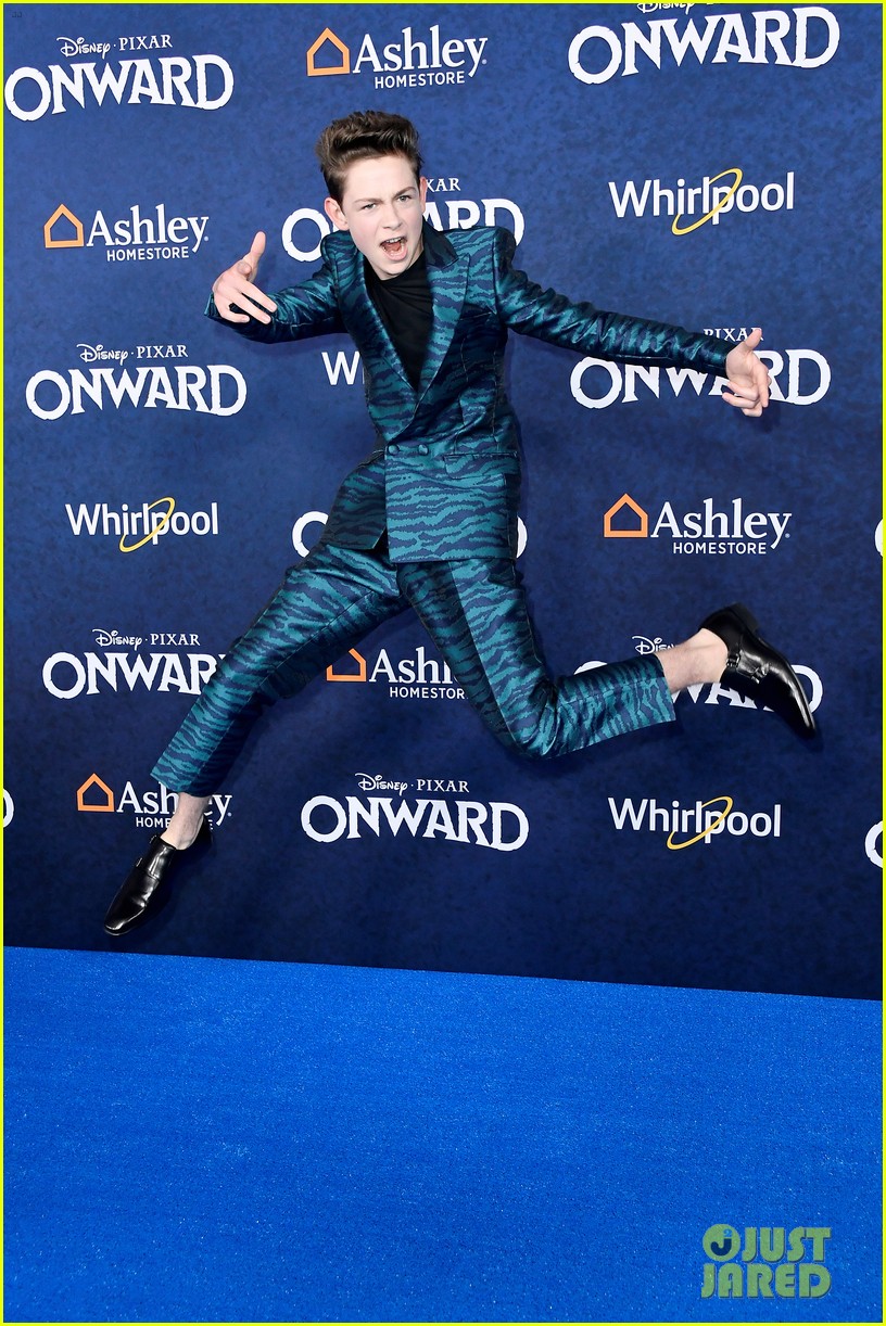 dakota lotus jumps for joy at onward premiere with olivia sanabia more 03