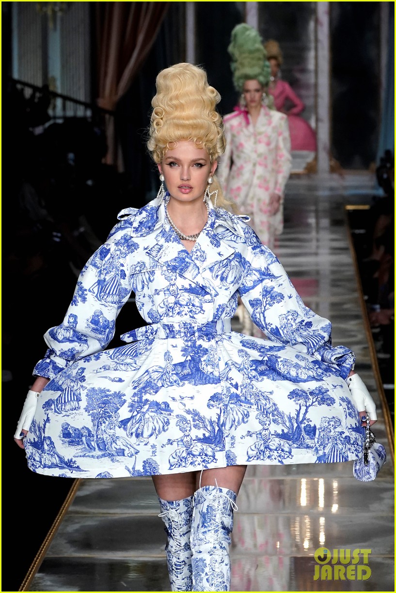 Full Sized Photo of bella gigi hadid channel marie antoinette moschino