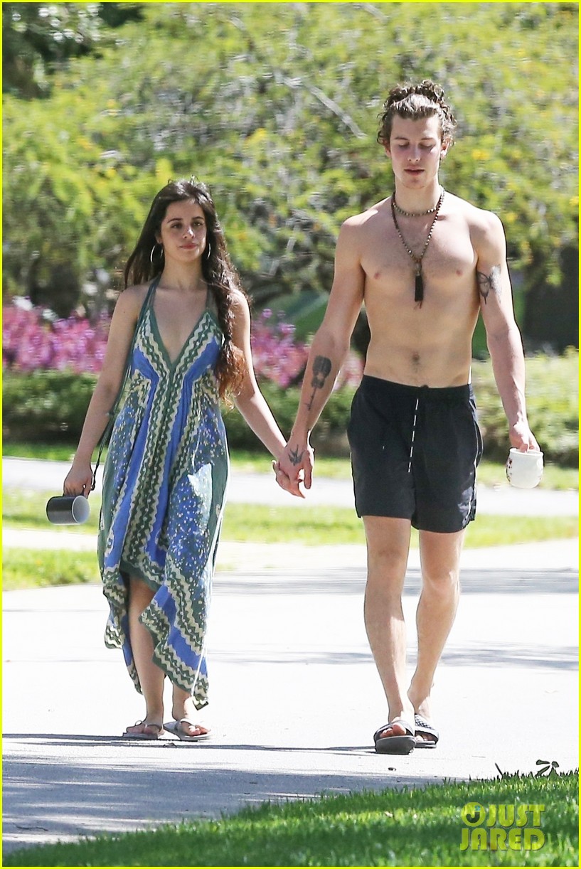camila cabello shawn mendes kiss shirtless walk 05