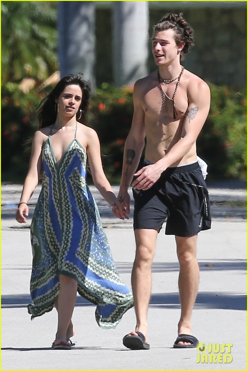 Shawn Mendes Goes Shirtless For Sunday Stroll with Camila Cabello ...