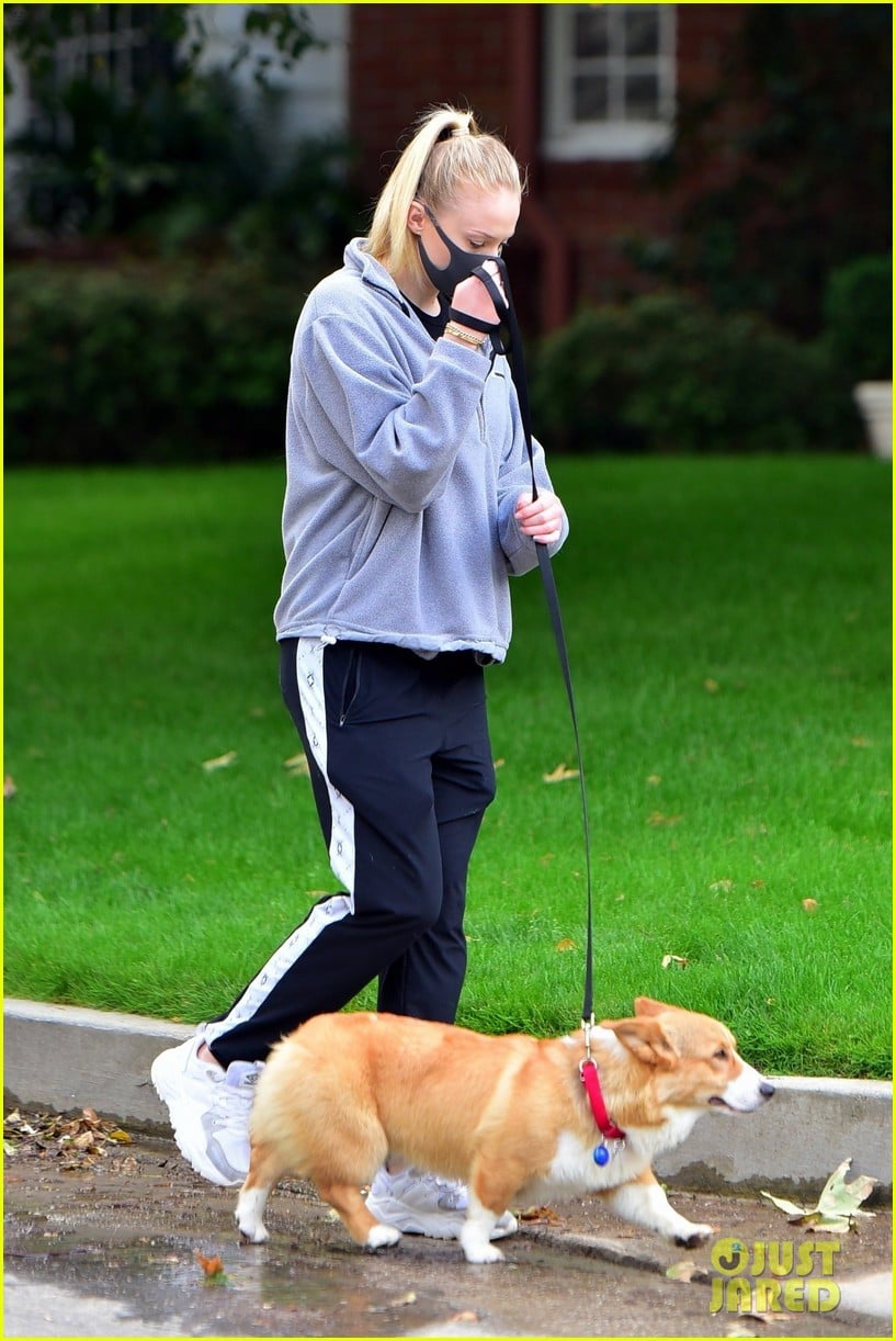 Sophie Turner & Husband Joe Jonas Walk Their Dogs While Wearing