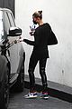 hailey bieber wears leather pants for doctor appointment 07