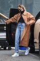 hailey bieber studio stop trench after road trip 05