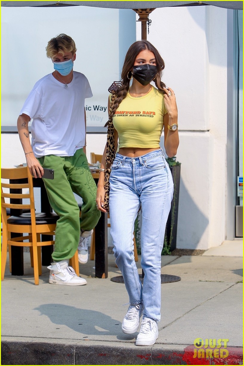 Full Sized Photo of madison beer wears crop top to lunch with nick