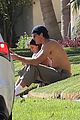 jacob elordi goes shirtless while hanging out outside with kaia gerber 07