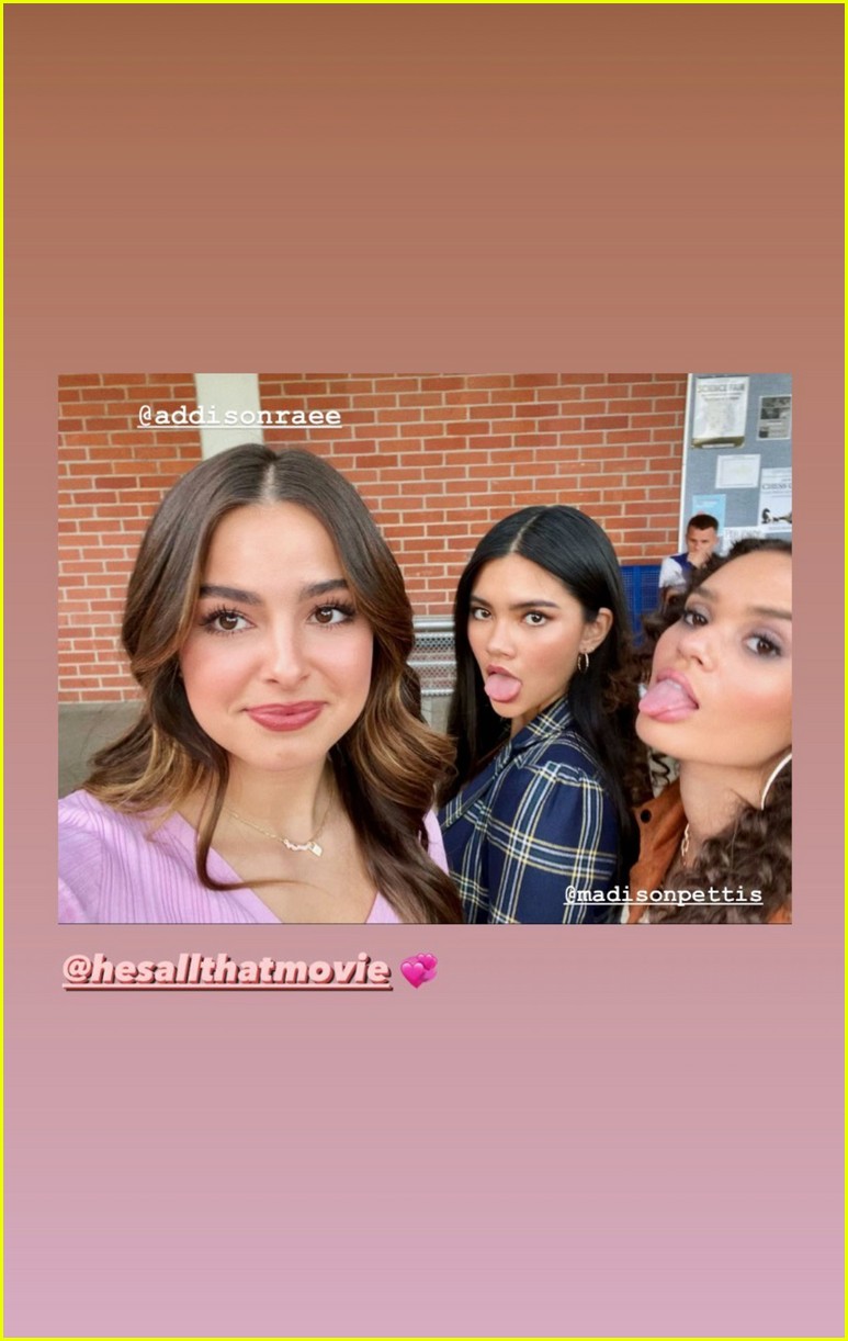 Myra Molloy Shares New Photos From 'He's All That' Set With Addison Rae
