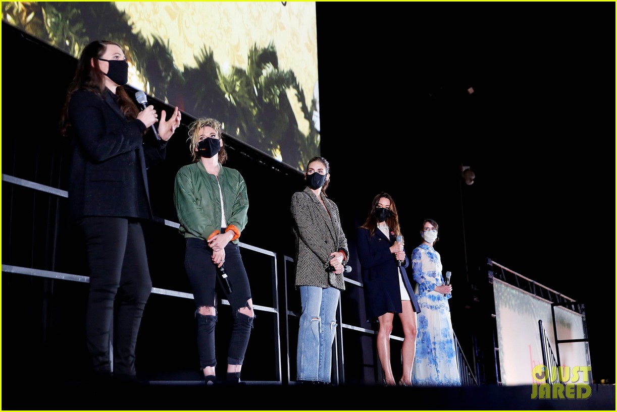 kristen stewart wears lbd to happiest season drive in premiere 17