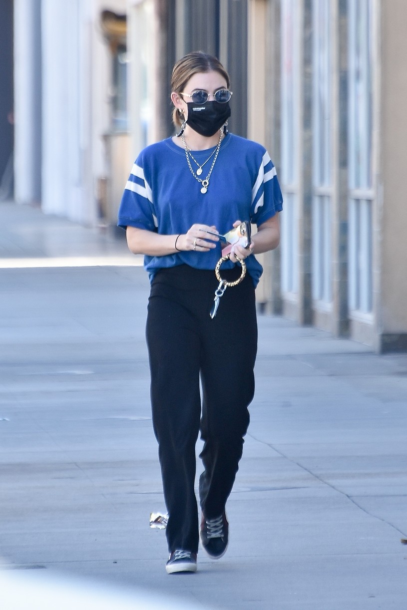 lucy hale blue look errands la after kiss skeet 12