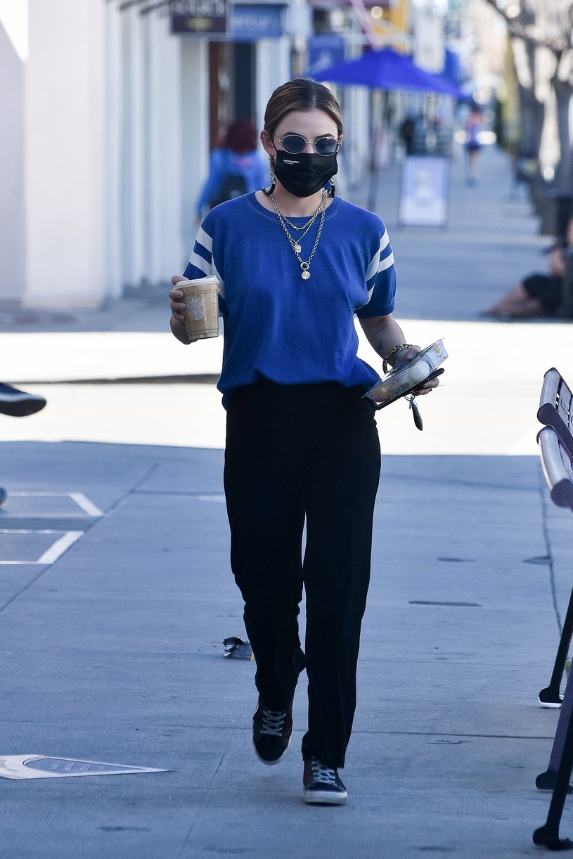 lucy hale blue look errands la after kiss skeet 19