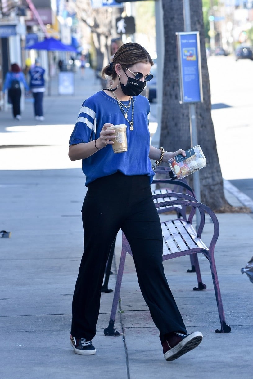 Full Sized Photo of lucy hale blue look errands la after kiss skeet 20