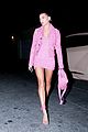 hailey bieber pink at dinner 01