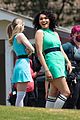 dove cameron chloe bennett yana perault get into character on first day of powerpuff 07