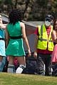 dove cameron chloe bennett yana perault get into character on first day of powerpuff 14
