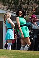 dove cameron chloe bennett yana perault get into character on first day of powerpuff 58