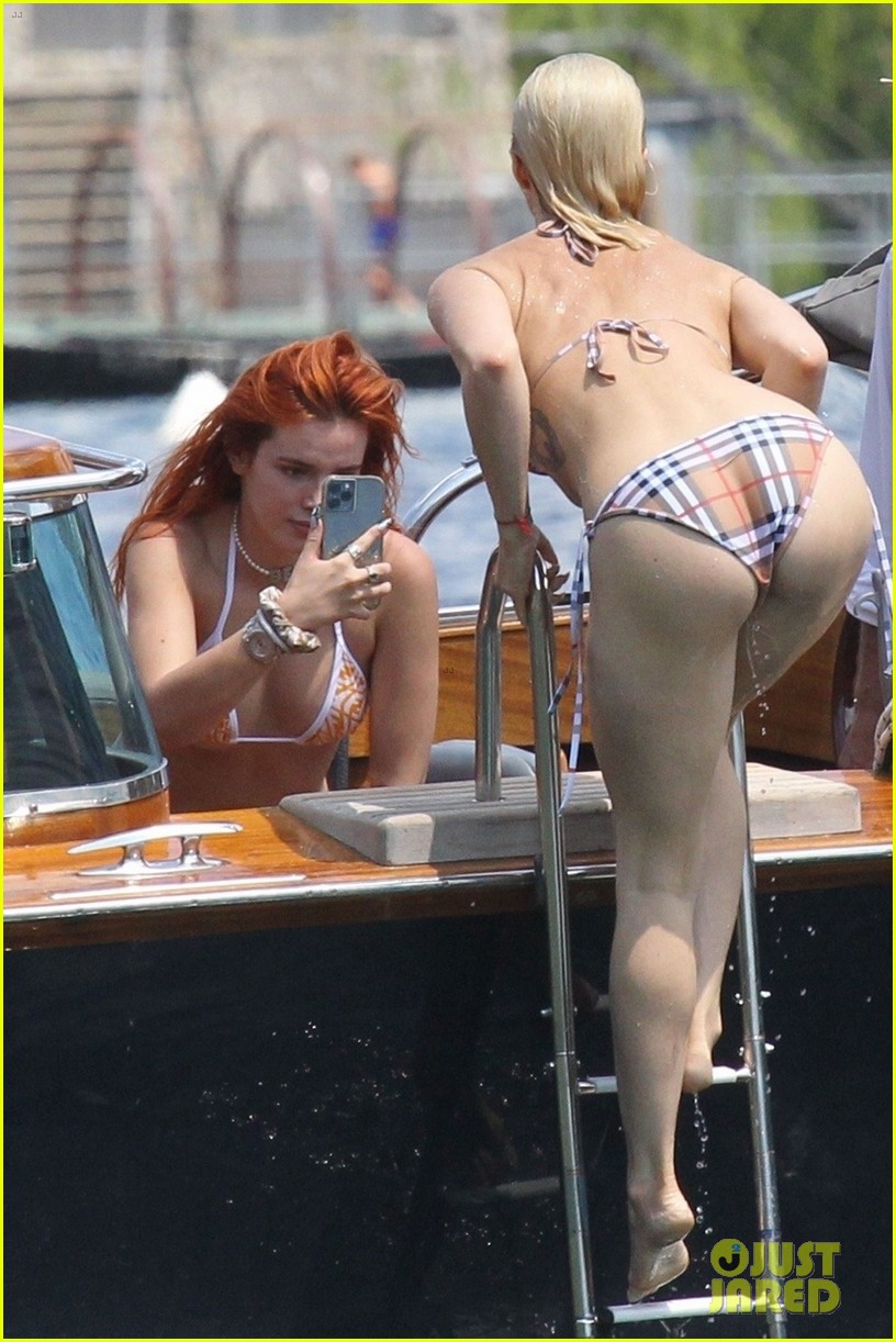 bella thorne yellow bikini lake como with benjamin mascolo 31