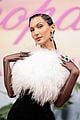 bella hadid stuns in feathered dress chopard dinner 05