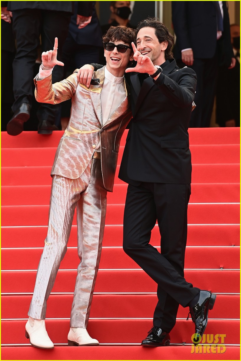 timothee chalamet cozies up to costar tilda swinton at the french dispatch cannes premiere 09
