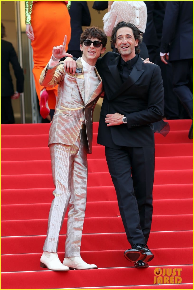 timothee chalamet cozies up to costar tilda swinton at the french dispatch cannes premiere 12