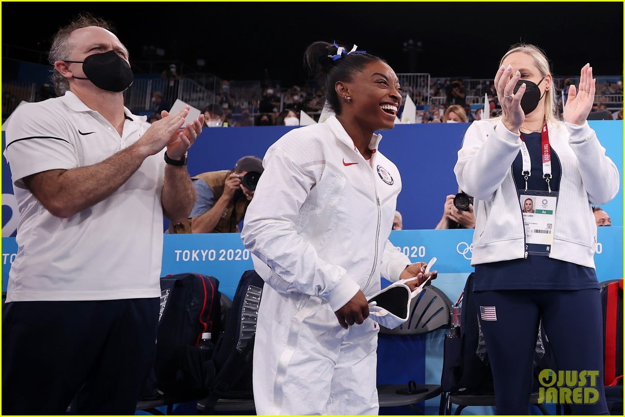 Full Sized Photo of simone biles is beaming after winning bronze at