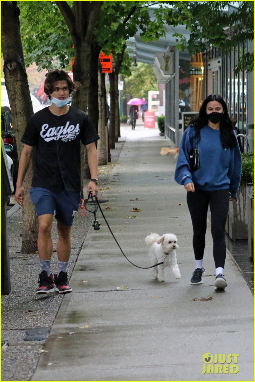charles melton camila mendes take her dog truffle for walk together 08