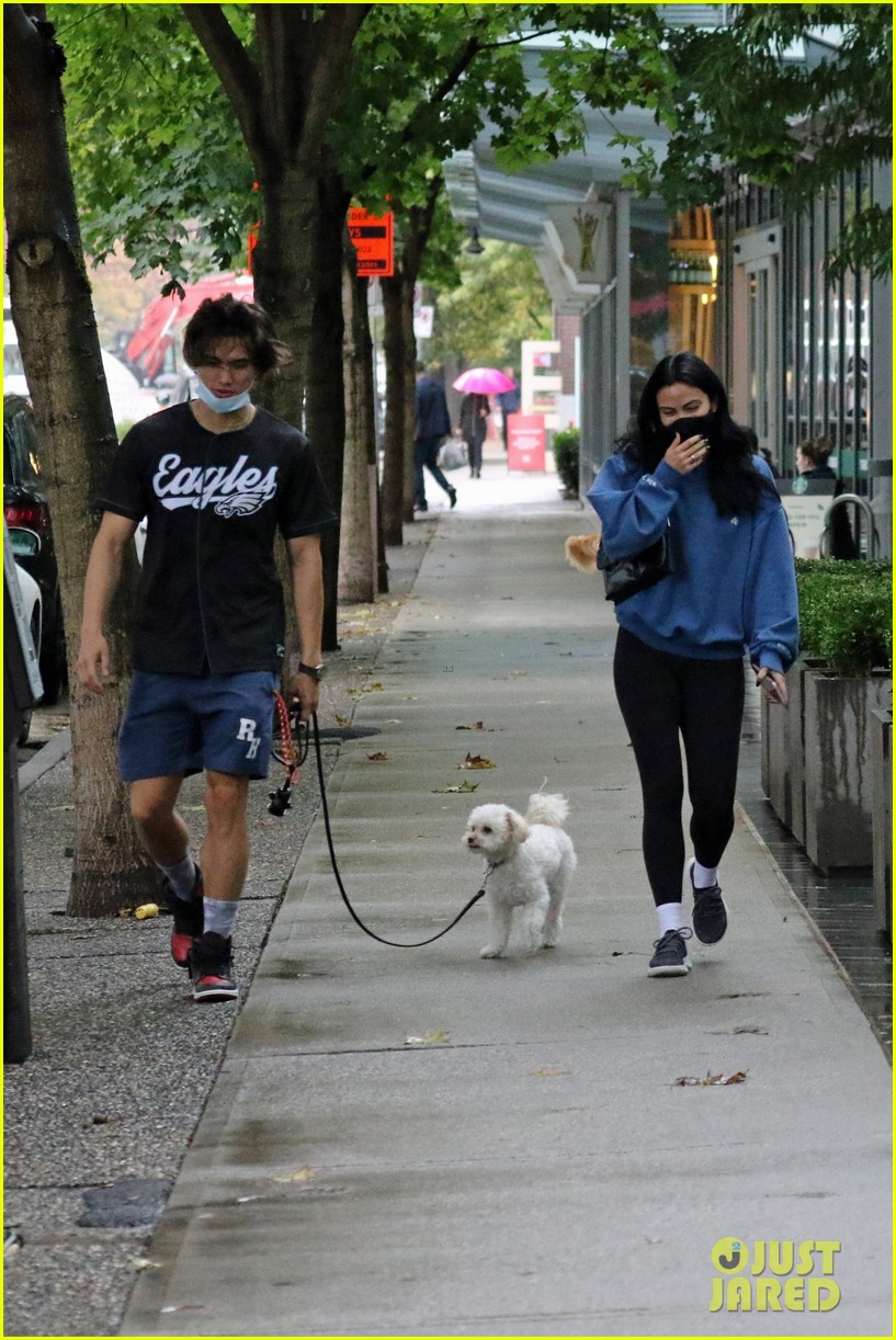 charles melton camila mendes take her dog truffle for walk together 11