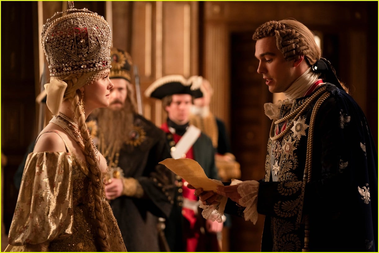 elle fanning nicholas hoult star in the great season two photos 07