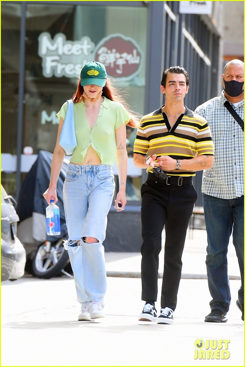 Sophie Turner Wears a Striped Top While Out With Joe Jonas