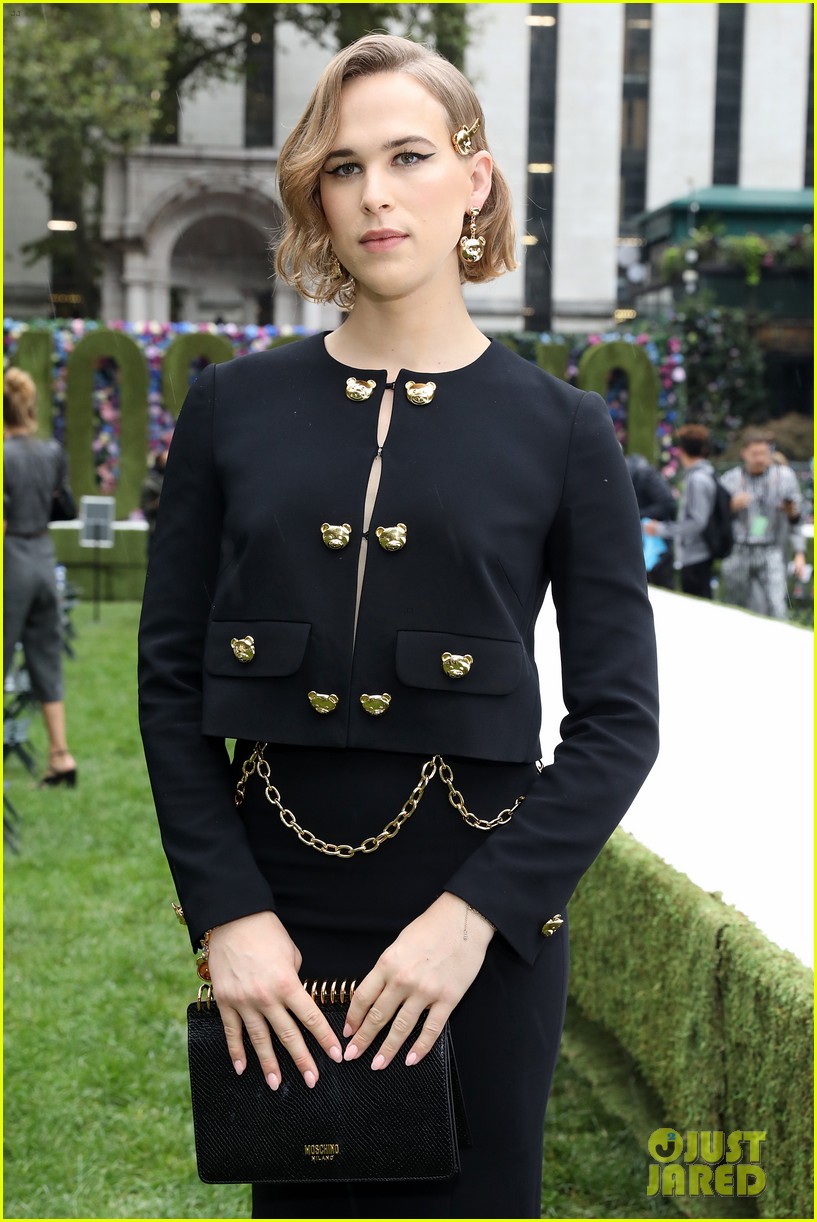 Madelaine Petsch & Tommy Dorfman Sit Front Row at Rainy Moschino