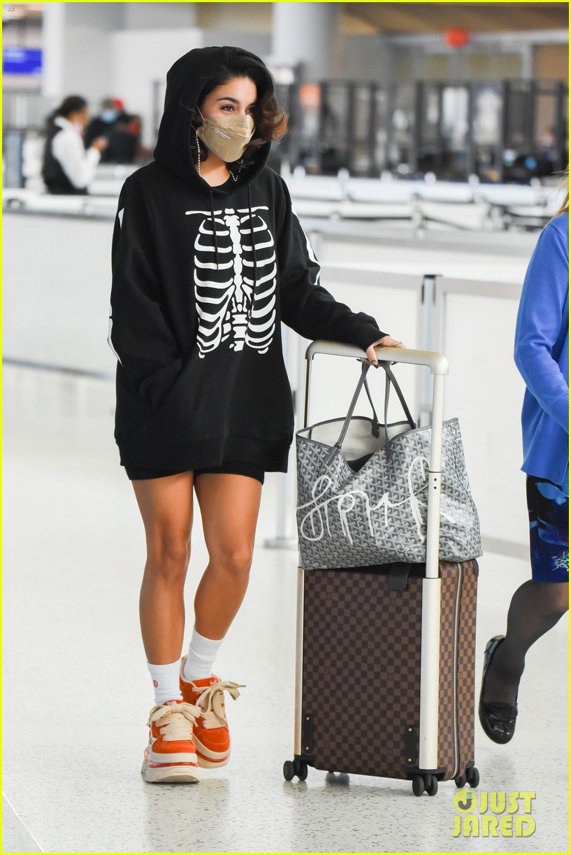 Full Sized Photo of vanessa hudgens suits up skeleton airport 02