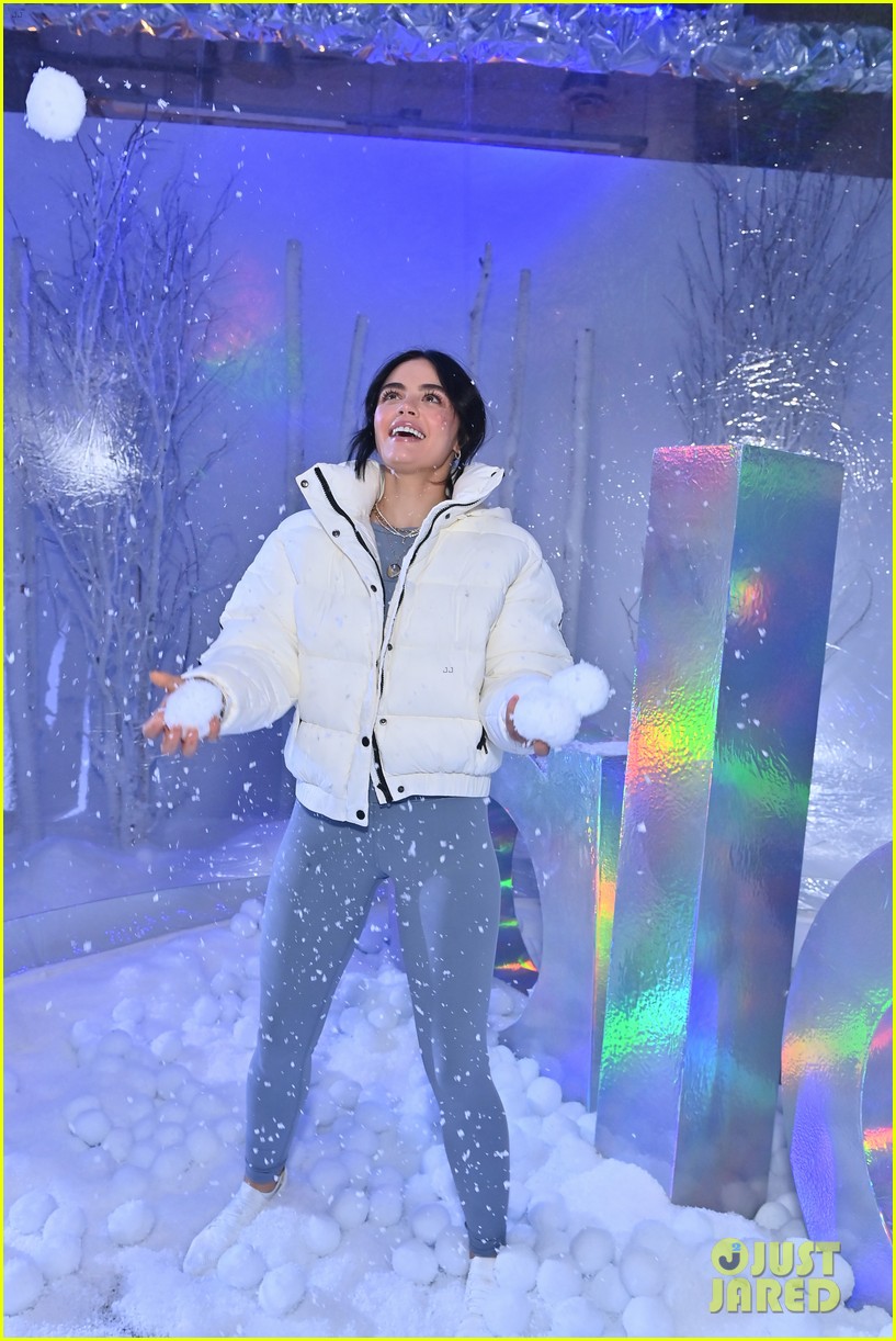 Full Sized Photo of lucy hale gets in winter spirit at alo winter house