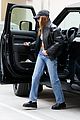 hailey bieber looks cool in leather jacket shopping beverly hills 11