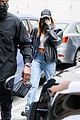 hailey bieber looks cool in leather jacket shopping beverly hills 18