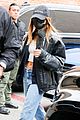 hailey bieber looks cool in leather jacket shopping beverly hills 19