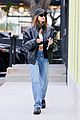 hailey bieber looks cool in leather jacket shopping beverly hills 25