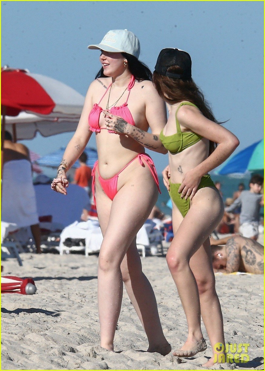 noah cyrus rocks pink bikini for day at the beach 23