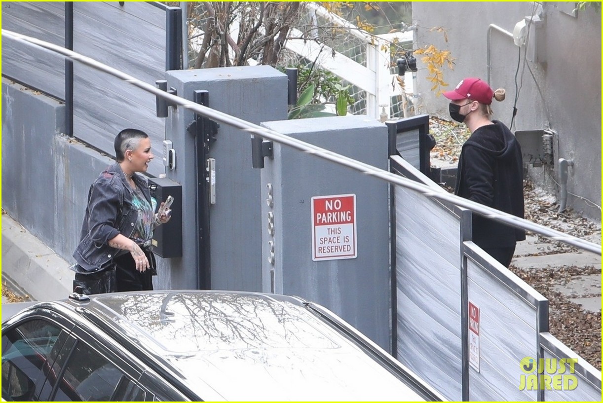 demi lovato shows off new head tattoo arriving at studio 08