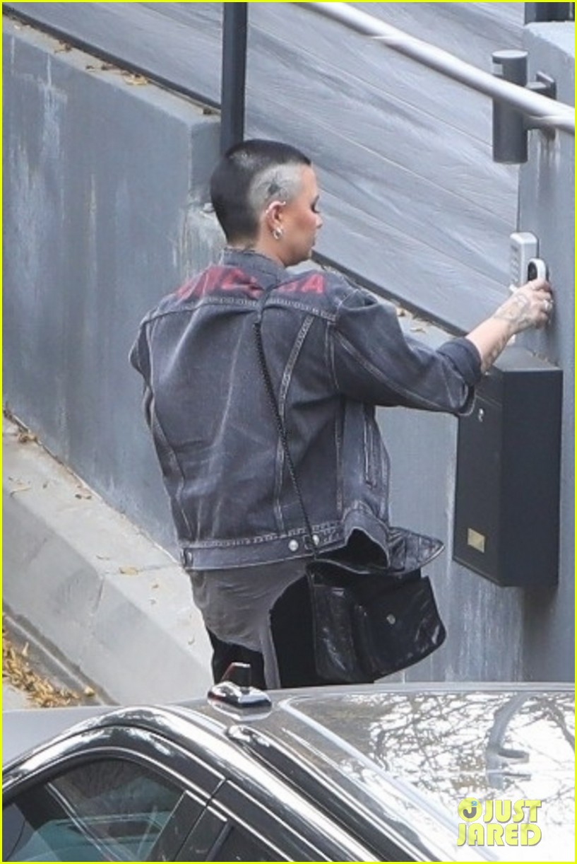 demi lovato shows off new head tattoo arriving at studio 09