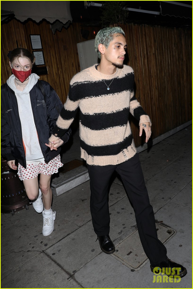 hunter schafer dominic fike hold hands night out in weho 01