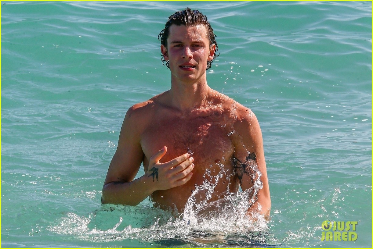 shawn mendes shows off his shirtless bod at the beach 02
