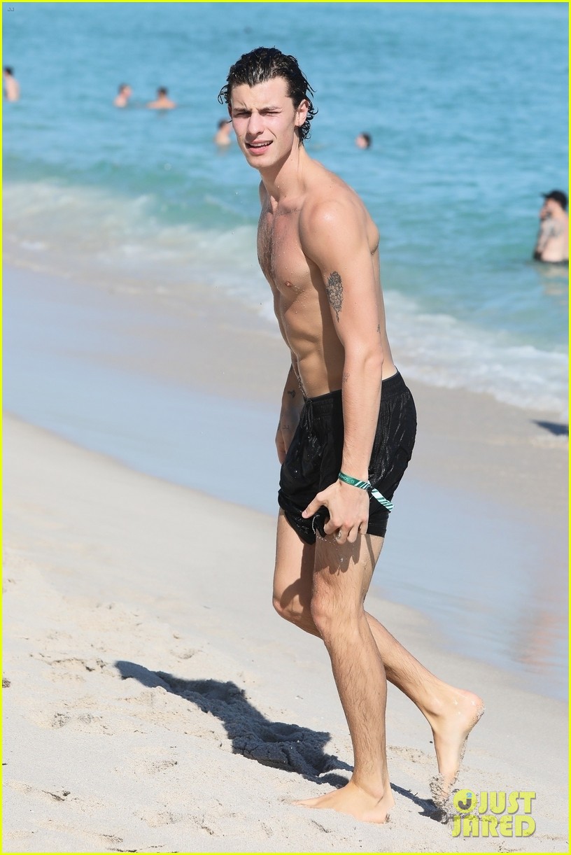 shawn mendes shows off his shirtless bod at the beach 03