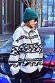 hailey bieber patterned fleece nyc 06