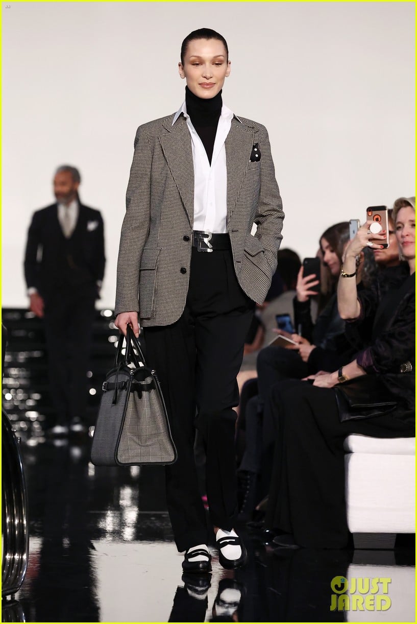 Full Sized Photo of gigi bella hadid both walk ing ralph lauren fashion
