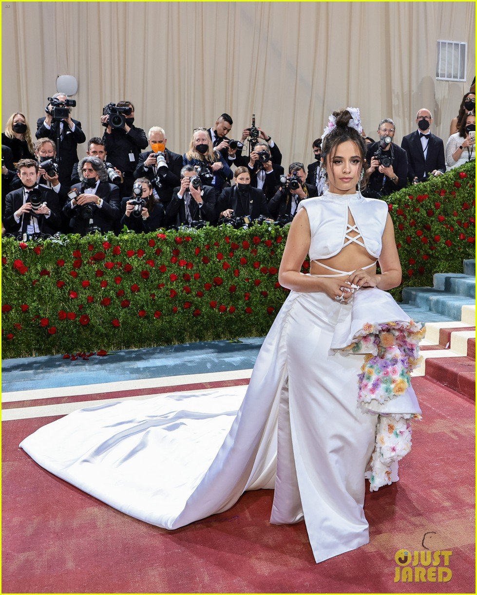 Full Sized Photo of camila cabello wears a pop of flowers for the met ...