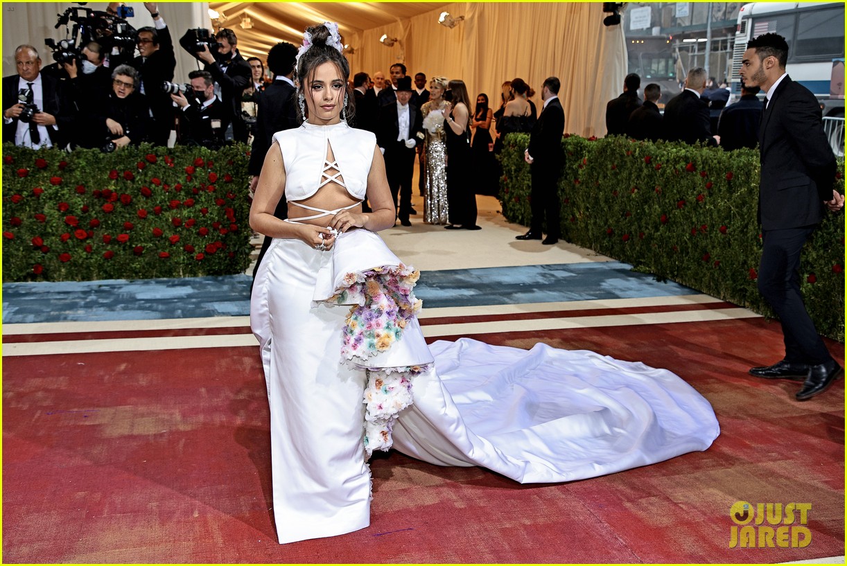 Full Sized Photo of camila cabello wears a pop of flowers for the met ...