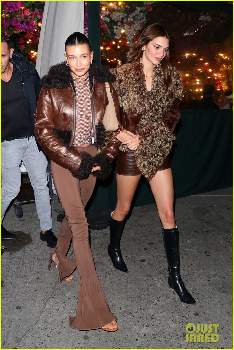 Full Sized Photo of kendall jenner hailey bieber coordinate outfits pre