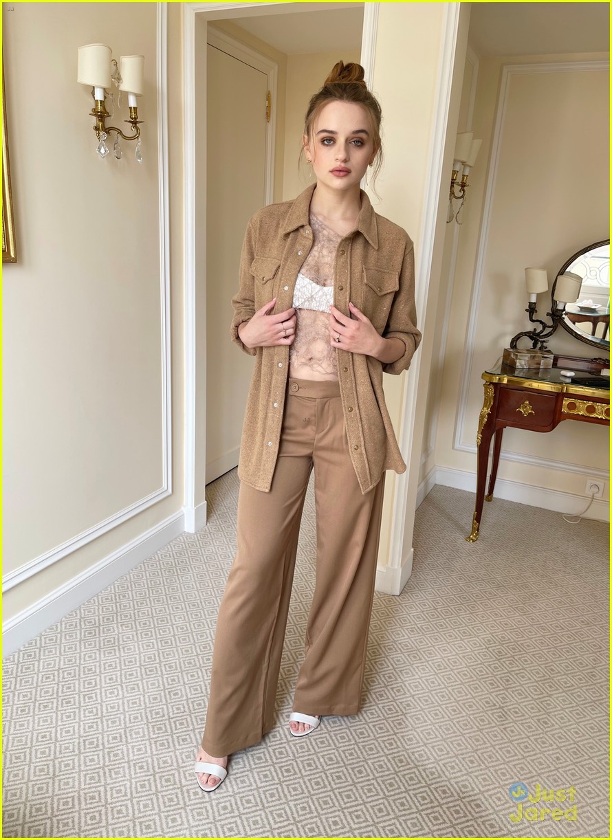 Full Sized Photo of joey king suits up for bullet train press in france